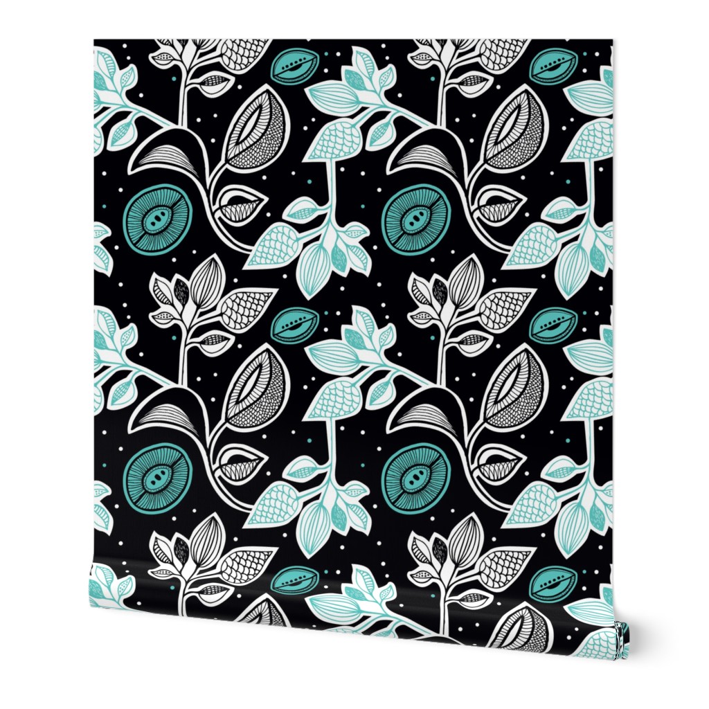 Retro flowers night winter blossom