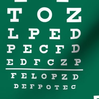 XL vision chart in white on green