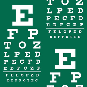 XL vision chart in white on green