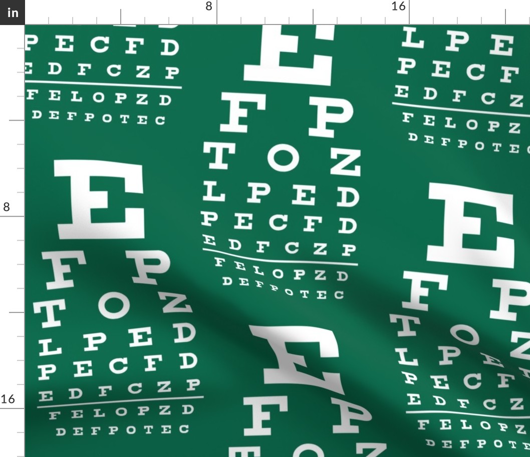 XL vision chart in white on green