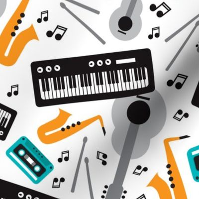 Music love musical instruments jazz party for kids and music lovers