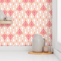 Retro drops abstract leaves in pastel pink scandinavian style