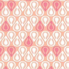 Retro drops abstract leaves in pastel pink scandinavian style