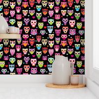 Retro colorful owls best selling owl print in colorful summer colors