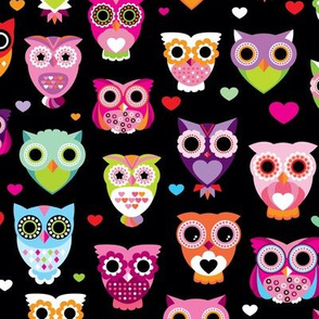 Retro colorful owls best selling owl print in colorful summer colors