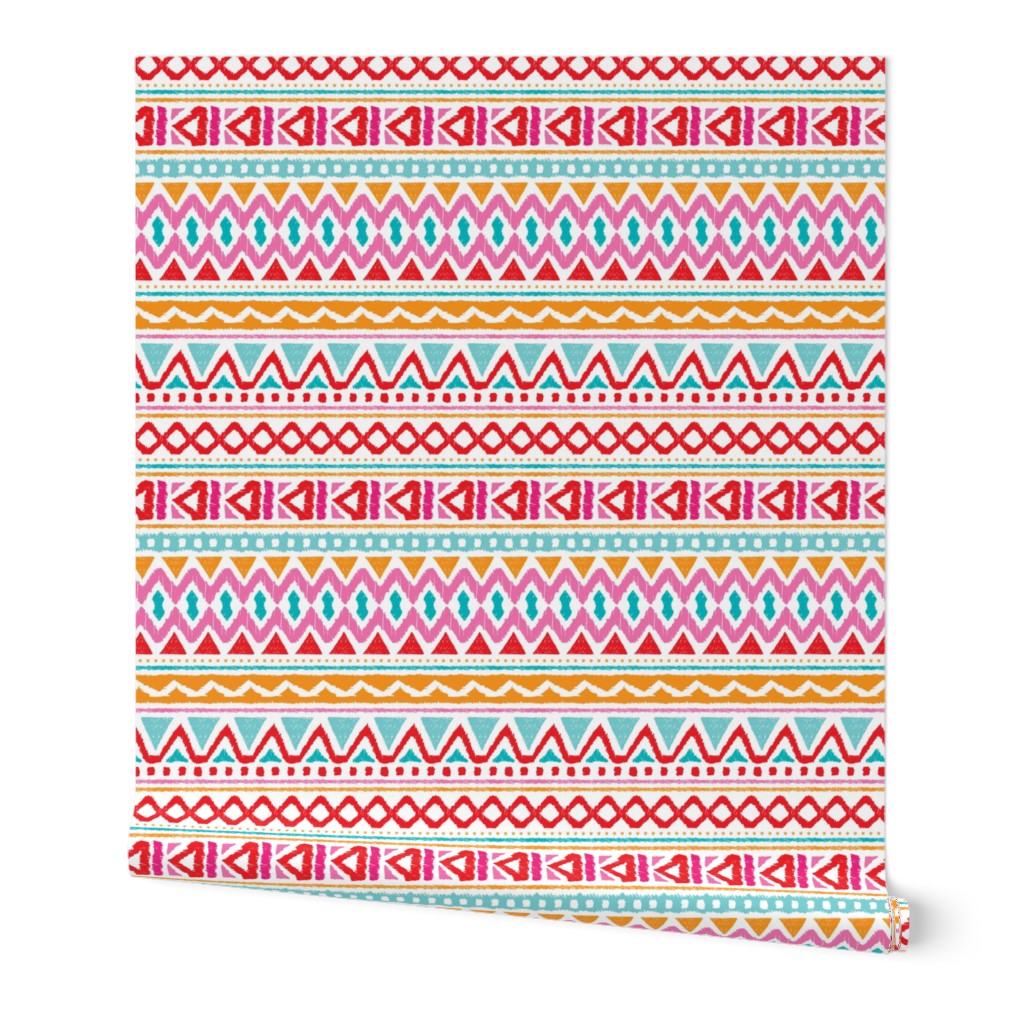 Ethnic colorful aztec design summer geometric triangles peru print