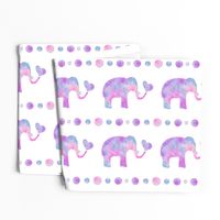 Pink and Purple Watercolor Elephant with Heart
