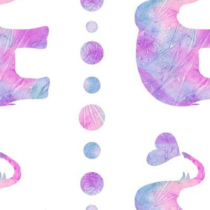 Pink and Purple Watercolor Elephant with Heart