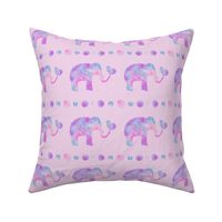 Pink and Purple Watercolor Elephant on Pink Background