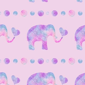 Pink and Purple Watercolor Elephant on Pink Background