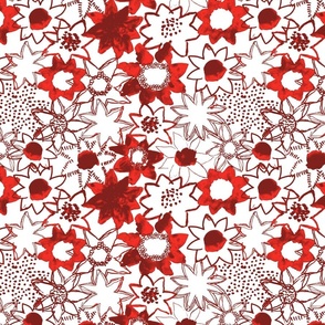 Red and white flower surface