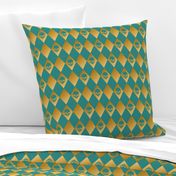 Teal and Gold Harlequin Skull