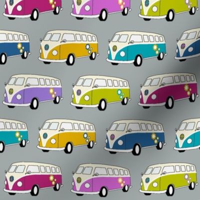 Campervans Jewel Colours on Grey - Small