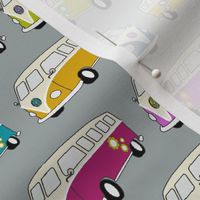 Campervans Jewel Colours on Grey - Small