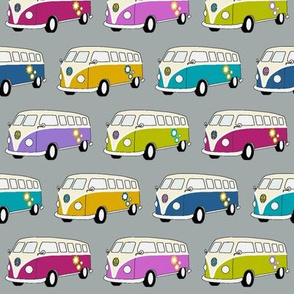 Campervans Jewel Colours on Grey - Small