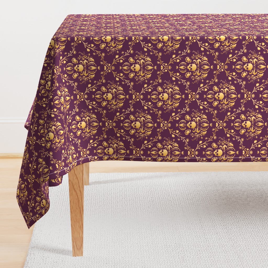 Purple and Gold Damask Non-distressed