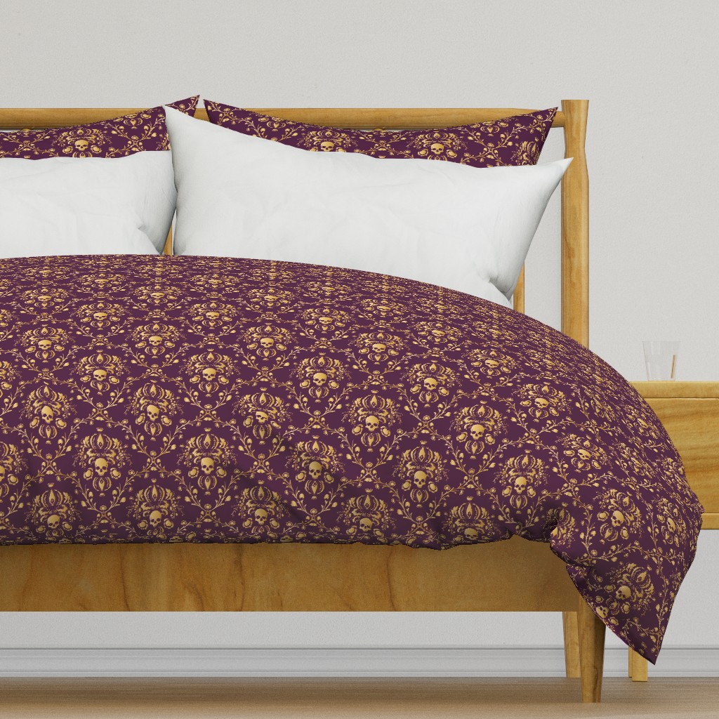 Purple and Gold Damask Non-distressed