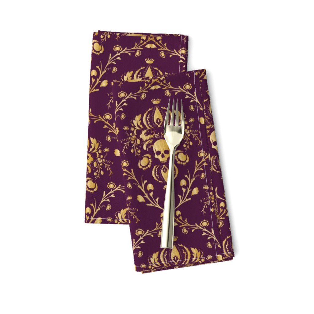 Purple and Gold Damask Non-distressed