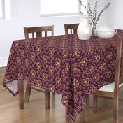 Purple and Gold Damask Non-distressed