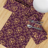 Purple and Gold Damask Non-distressed