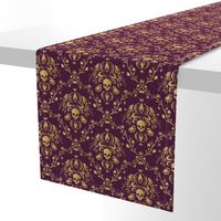 Purple and Gold Damask Non-distressed