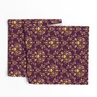 Purple and Gold Damask Non-distressed