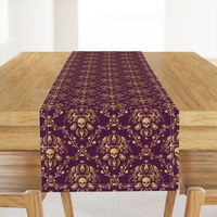 Purple and Gold Damask Non-distressed