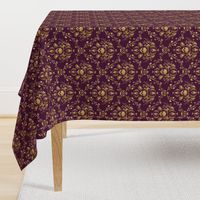 Purple and Gold Damask Non-distressed