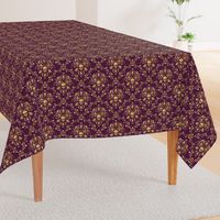 Purple and Gold Damask Non-distressed