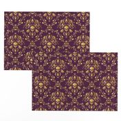 Purple and Gold Damask Non-distressed