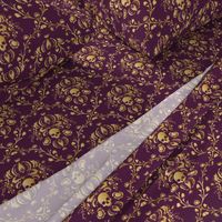 Purple and Gold Damask Non-distressed