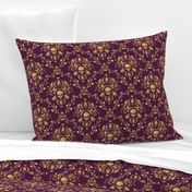 Purple and Gold Damask Non-distressed