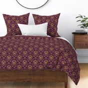 Purple and Gold Damask Non-distressed