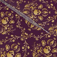 Purple and Gold Damask Non-distressed