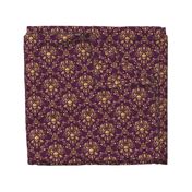 Purple and Gold Damask Non-distressed