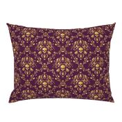 Purple and Gold Damask Non-distressed