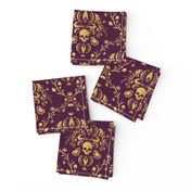 Purple and Gold Damask Non-distressed