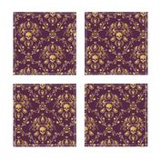 Purple and Gold Damask Non-distressed