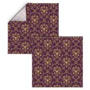 Purple and Gold Damask Non-distressed