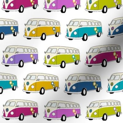 Camper Van Jewel Colours on White - Small