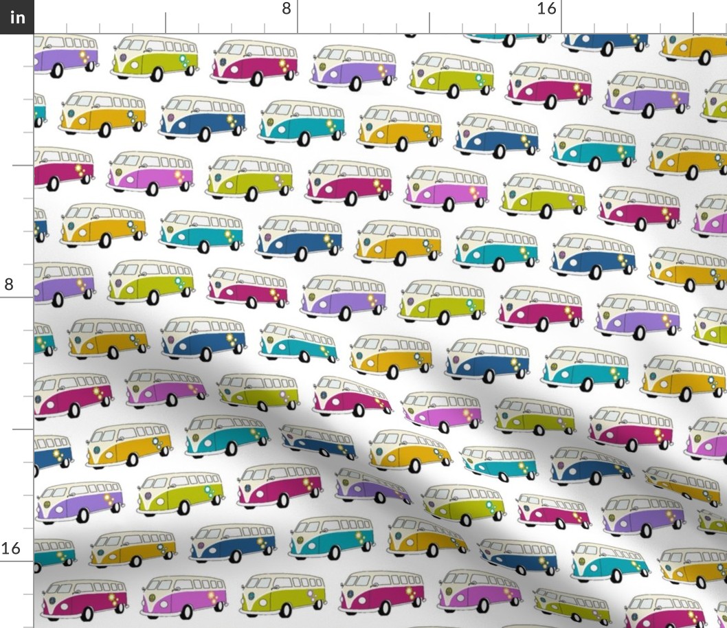 Camper Van Jewel Colours on White - Small