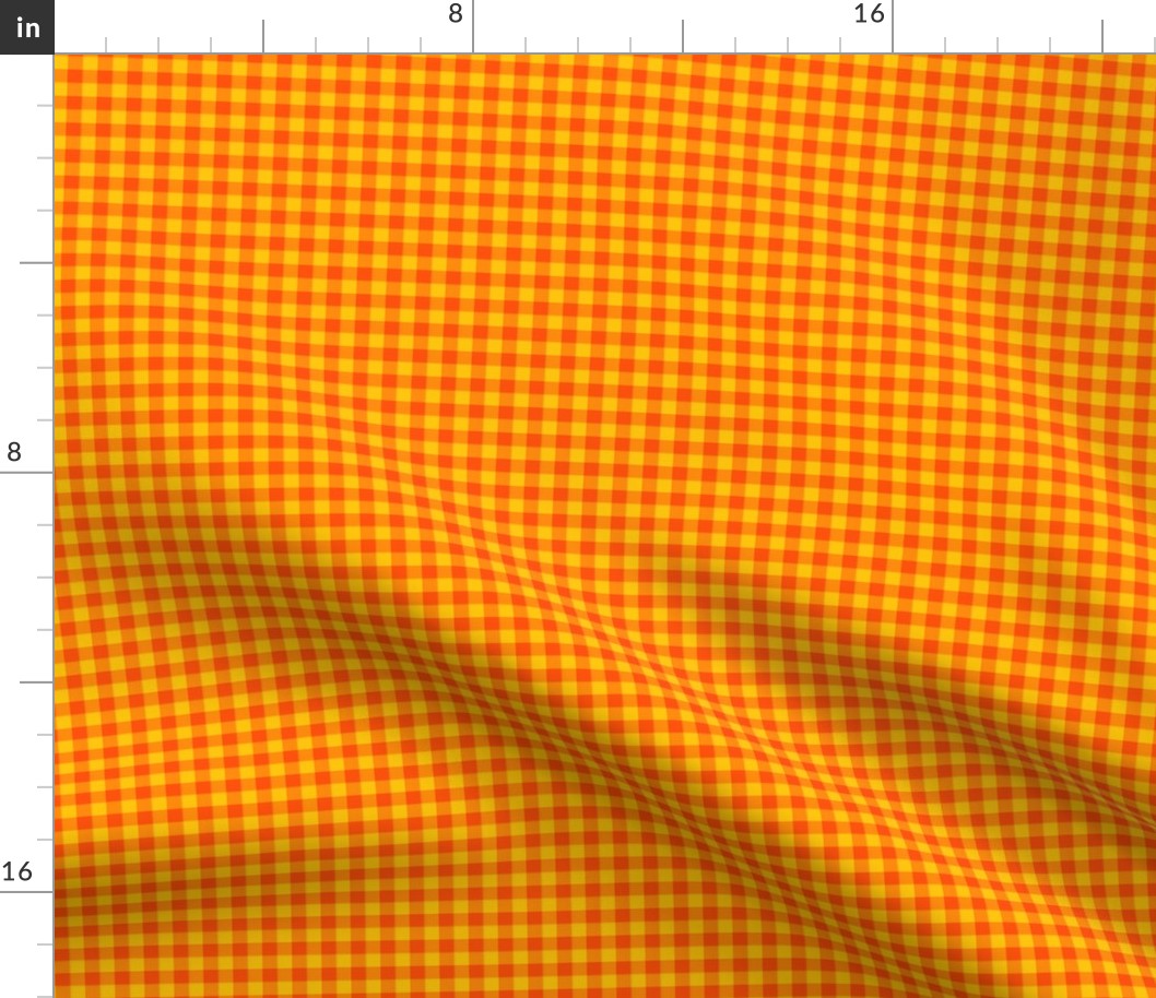 solar yellow and orange gingham, 1/4" squares 