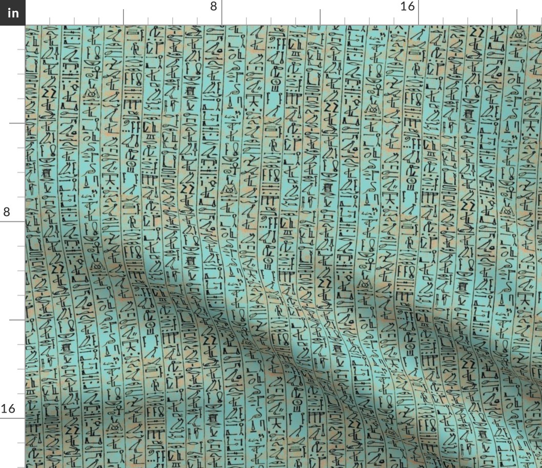 Hieroglyphics Teal Papyrus