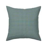 sky and olive gingham, 1/4" squares 