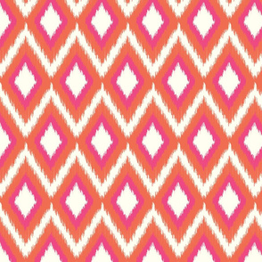 Pink and Coral Tribal Ikat Chevron