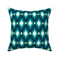 Navy and Teal Tribal Ikat Chevron