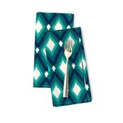 Navy and Teal Tribal Ikat Chevron