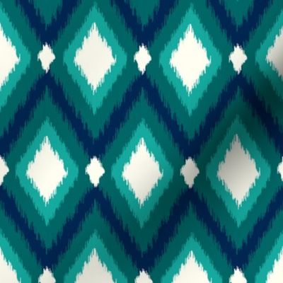 Navy and Teal Tribal Ikat Chevron