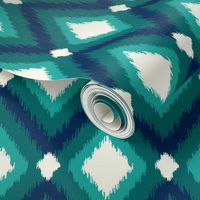 Navy and Teal Tribal Ikat Chevron