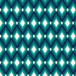 Navy and Teal Tribal Ikat Chevron